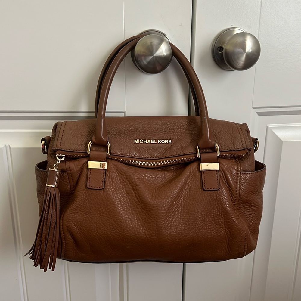 Michael Kors Weston Satchel Pebbled Brown Leather